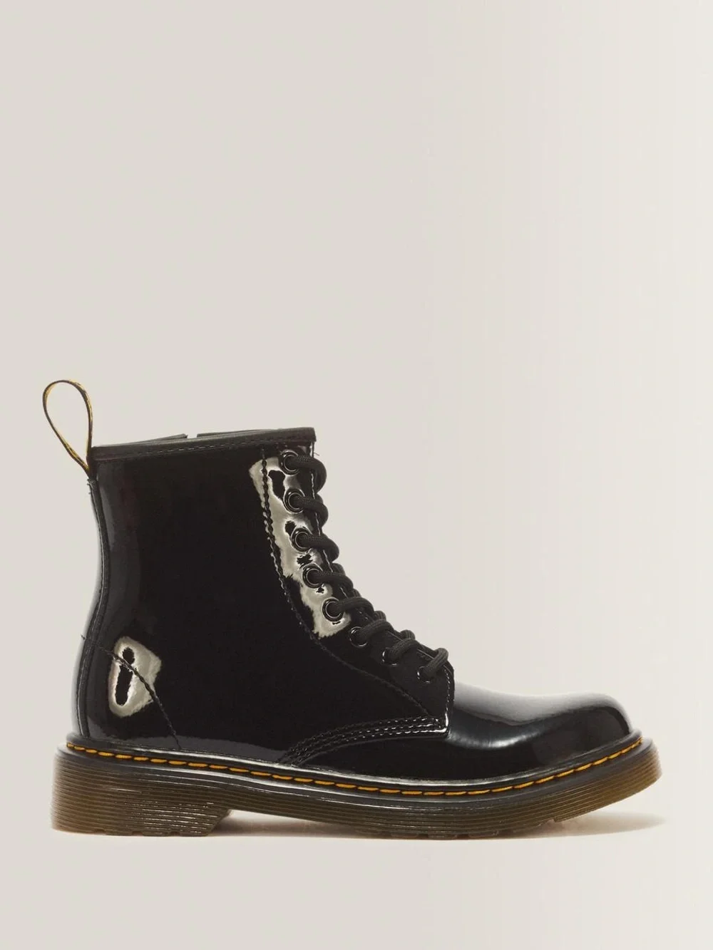 Dr. Martens Black Patent Lace-Up Kids Boot 12